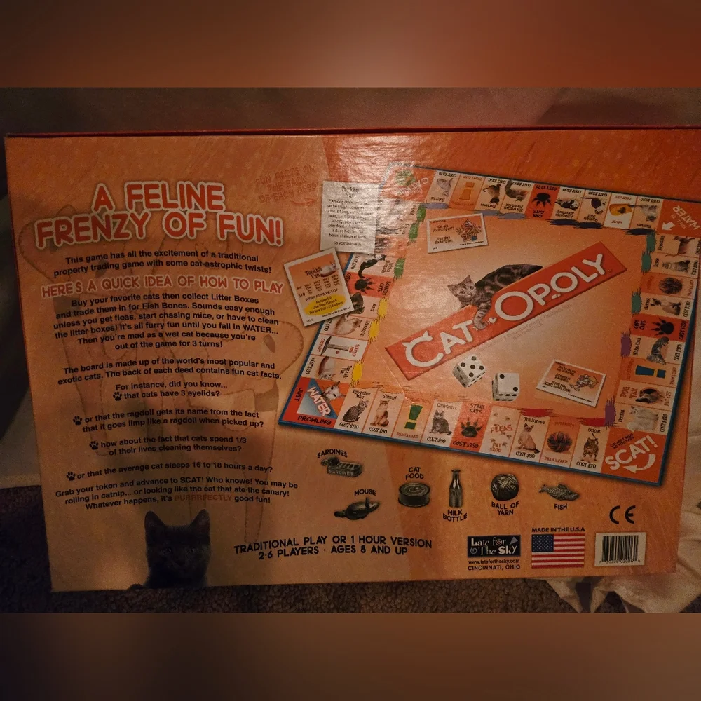 Cat-Opoly Board Game - Used Once